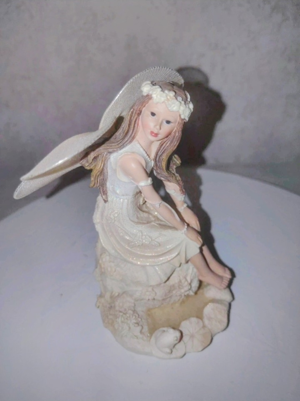Cream Resin Girl Sculpture with Floral Hat - Home Accents